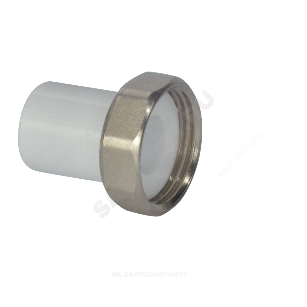 Штуцер PP-R комбинированный белый Дн 25х1" с накидной гайкой VALFEX 10135025