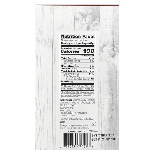 NOW Foods, Миндаль с соленой карамелью, 10 порционных пакетиков, 35 г (1,25 унции)
