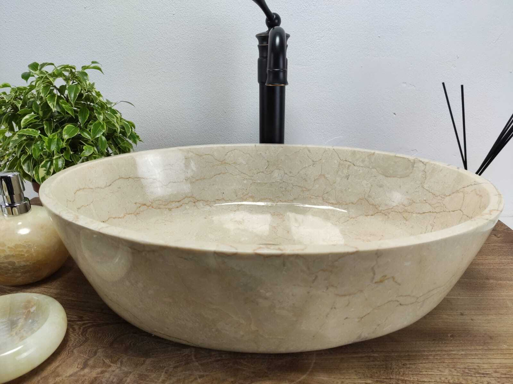 Раковина из мрамора Oval Cream Tin Lip MO-60984 52*38*14
