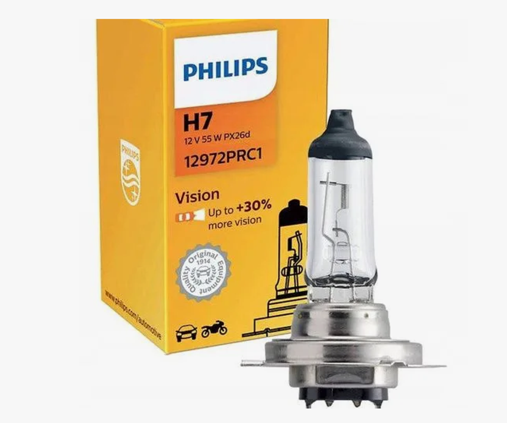 Автолампа H7 12V 55W (PX26d) Philips  +30% Vision #12972PRC1 ORIGINAL