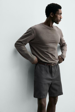 ZARA ШОРТЫ ЧИНОС REGULAR FIT, СЕРО-СИНИЙ