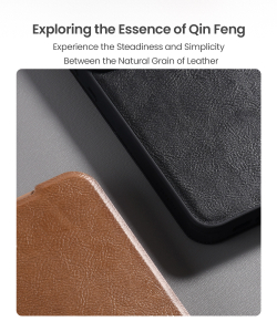 Кожаный чехол книжка коричневого цвета от Nillkin для смартфона Samsung Galaxy S25 Edge, серия Qin Pro Leather с сдвижной защитной шторкой для камеры