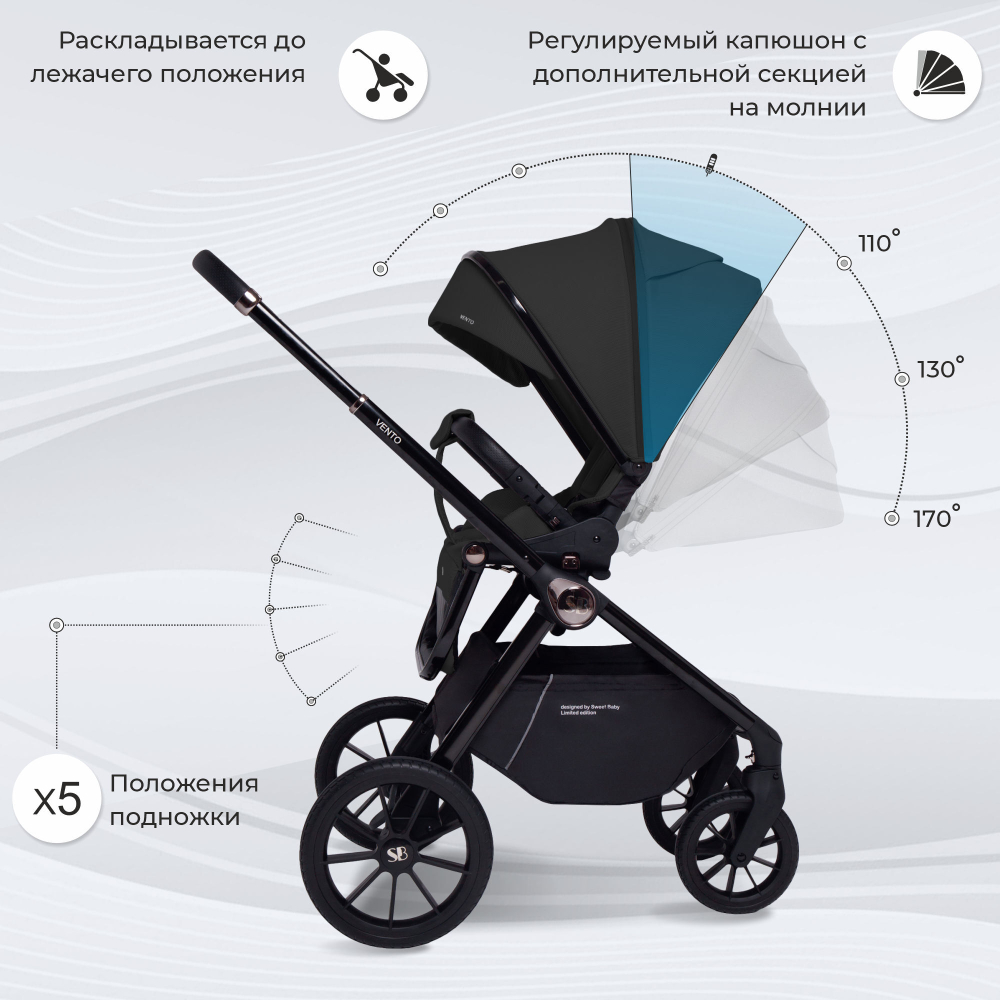 Коляска 3в1 Sweet Baby Vento Black