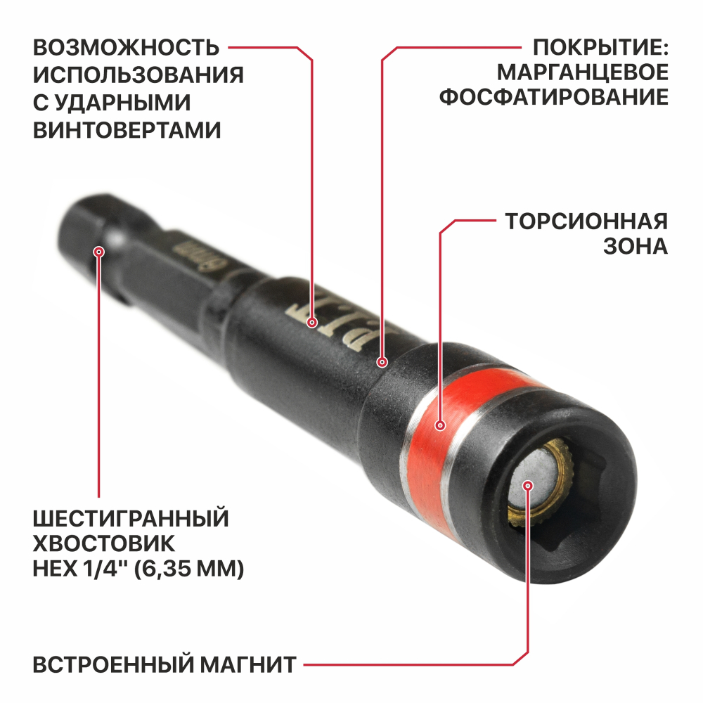 Бита с торцевой головкой магнитная PIT 65x8 мм(ASDR06-0008)