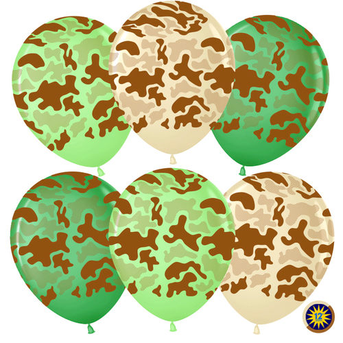 Шар 12" Ассорти Камуфляж, пастель ВВ 10 шт