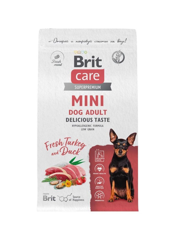 Сухой корм BRIT CARE Mini Adult Delicious Taste индейка утка 1,5кг