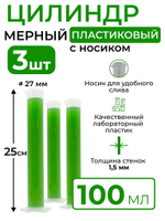 Цилиндр мерный пластиковый с носиком, 100 мл, 3 шт.