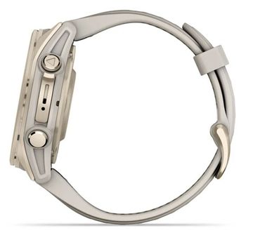 Умные часы Garmin Fenix 8, 43 мм, AMOLED, Sapphire, золотистый корпус, дымчато-серый ремешок