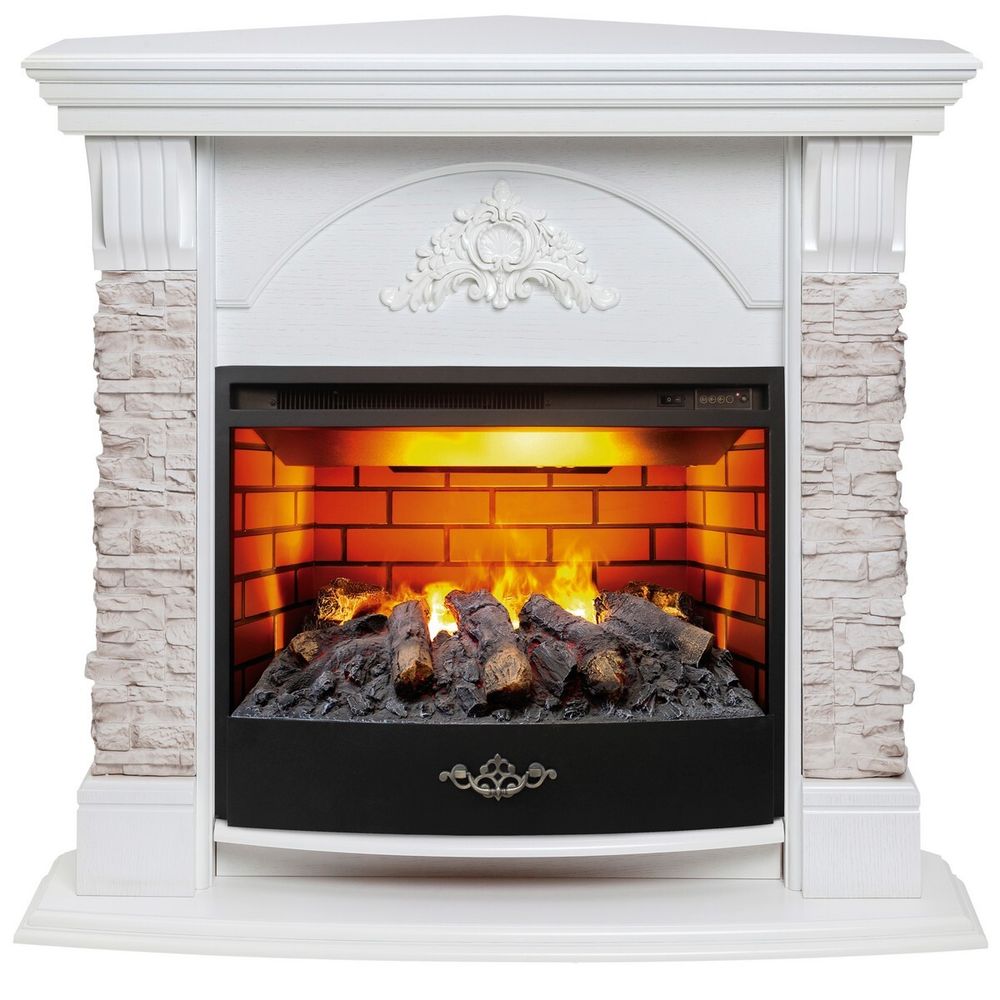 Электрокамин RealFlame Athena Corner GR белый с очагом 3D Firestar 25,5