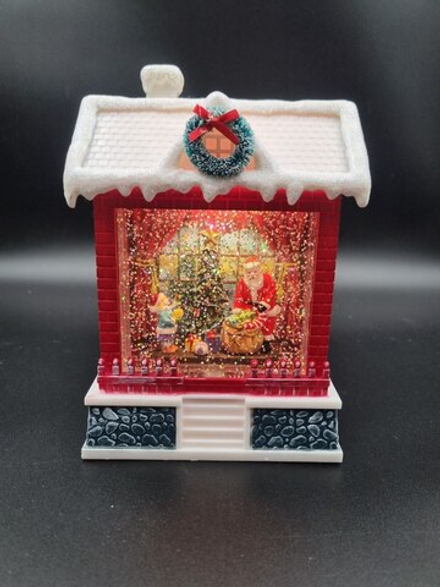 Домик новогодний светящийся музыкальный сеть/батарейки 8*14*20см QW221
