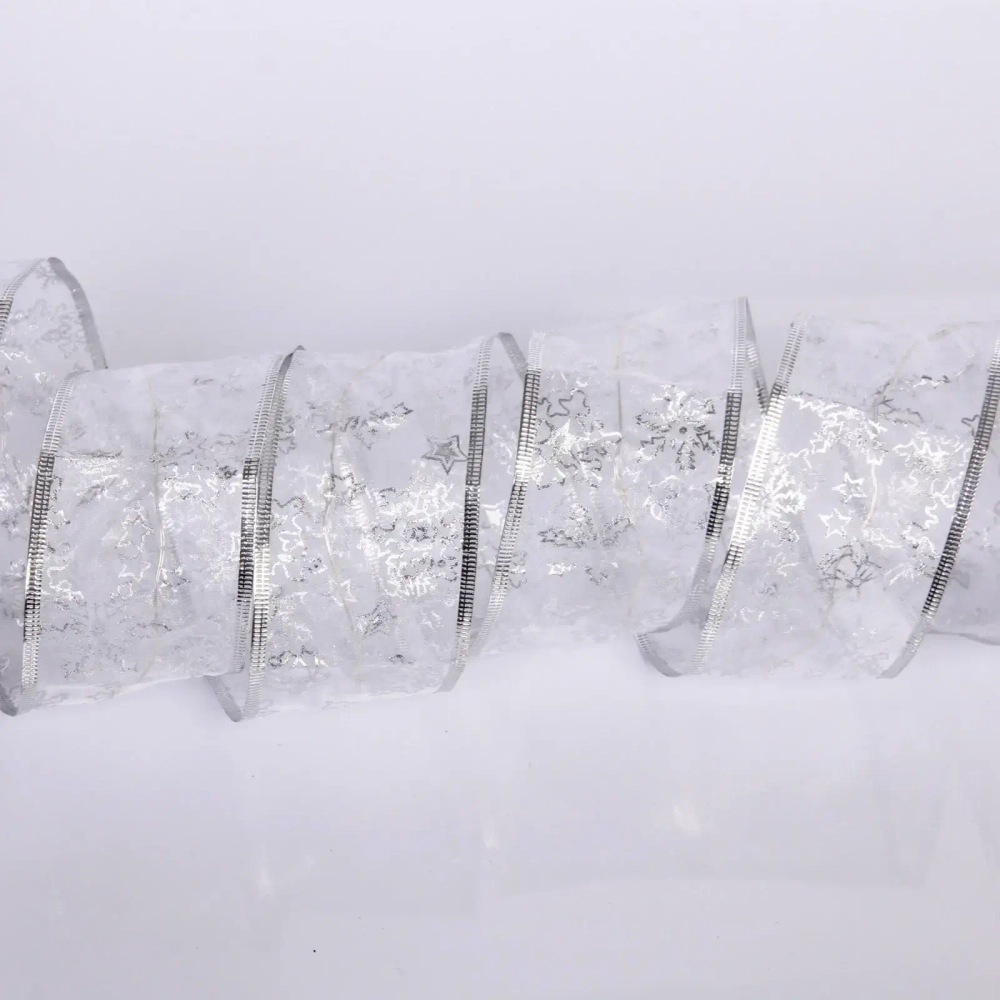 Гирлянда для дома ЛЕНТА ДЕКОРАТИВНАЯ «Морозные снежинки» 2,0 м, 6 см, 20 ламп LED (на батарейках), Серебро (подсветка серебро)