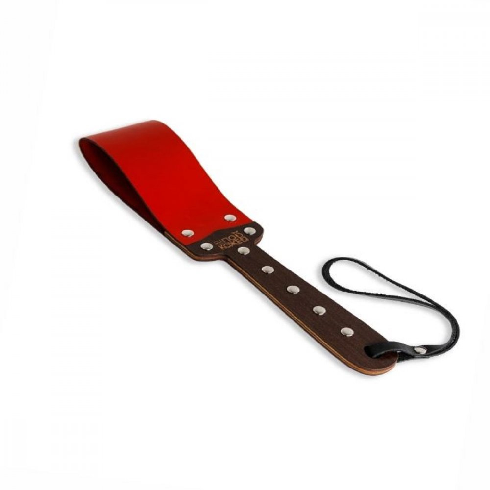 Паддл мягкий из натуральной кожи и дерева красный 34 см