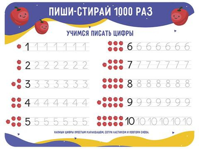 Настольное покрытие для лепки, пластик 430/320 "Пиши-стирай цифры 2023" (Пчелка)