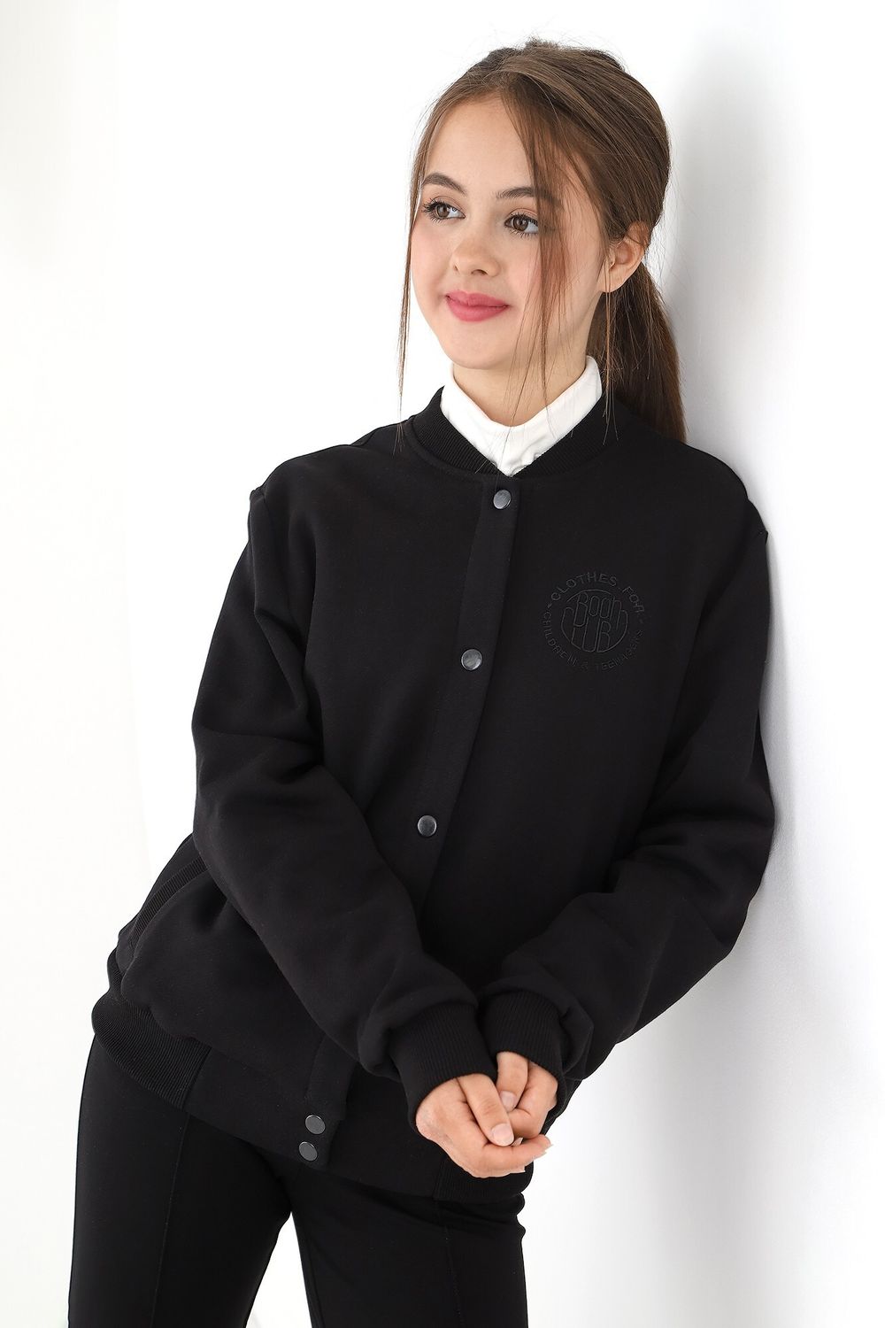 Джемпер для девочки Бомбер-1 Виотекс ЧЁРНЫЙ