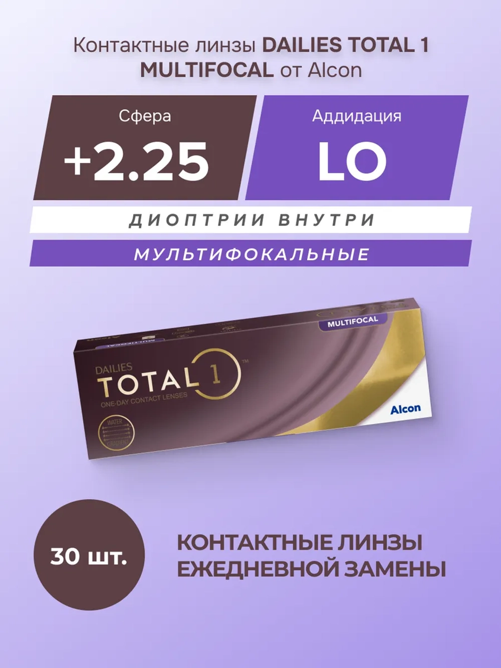 Однодневные мультифокальные контактные линзы Dailies Total 1 Multifocal (уп. 30 линз)