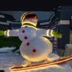 новогодний снеговик "Сноубордист" с подсветкой