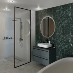 Тумба с раковиной LA FENICE Elba Grigio TWIN 100 серая/столешница черная