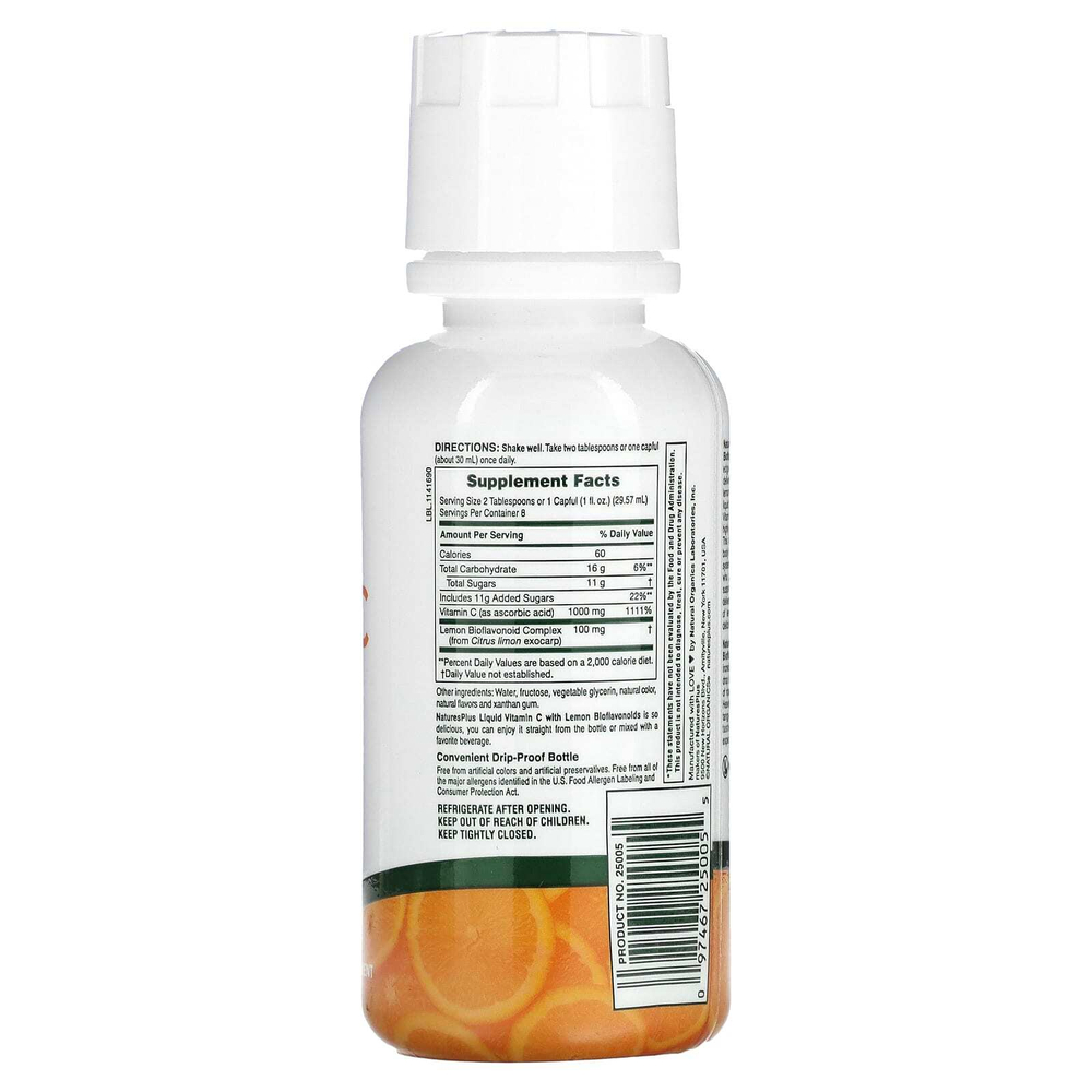 NaturesPlus, Жидкий витамин C, натуральный апельсин, 236,56 мл (8 жидк. Унций)
