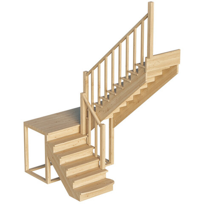 Лестница на второй этаж К-004м/4 Правая с подступенками