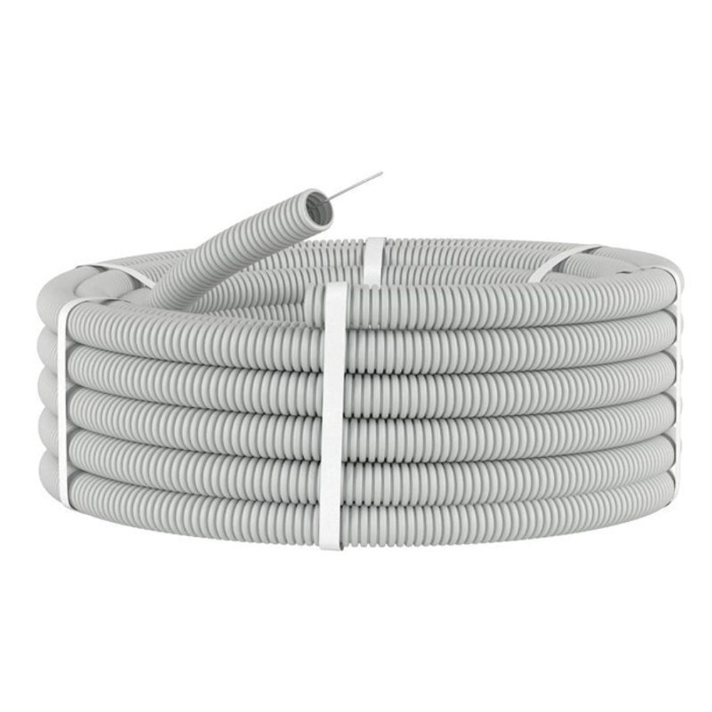 Труба гофрированная ПВХ серая 32 мм с протяжкой 25 м