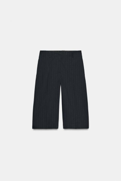 ZARА ДЛИННЫЕ ШОРТЫ В ПОЛОСКУ — ZW COLLECTION, ТЕМНО-СИНИЙ