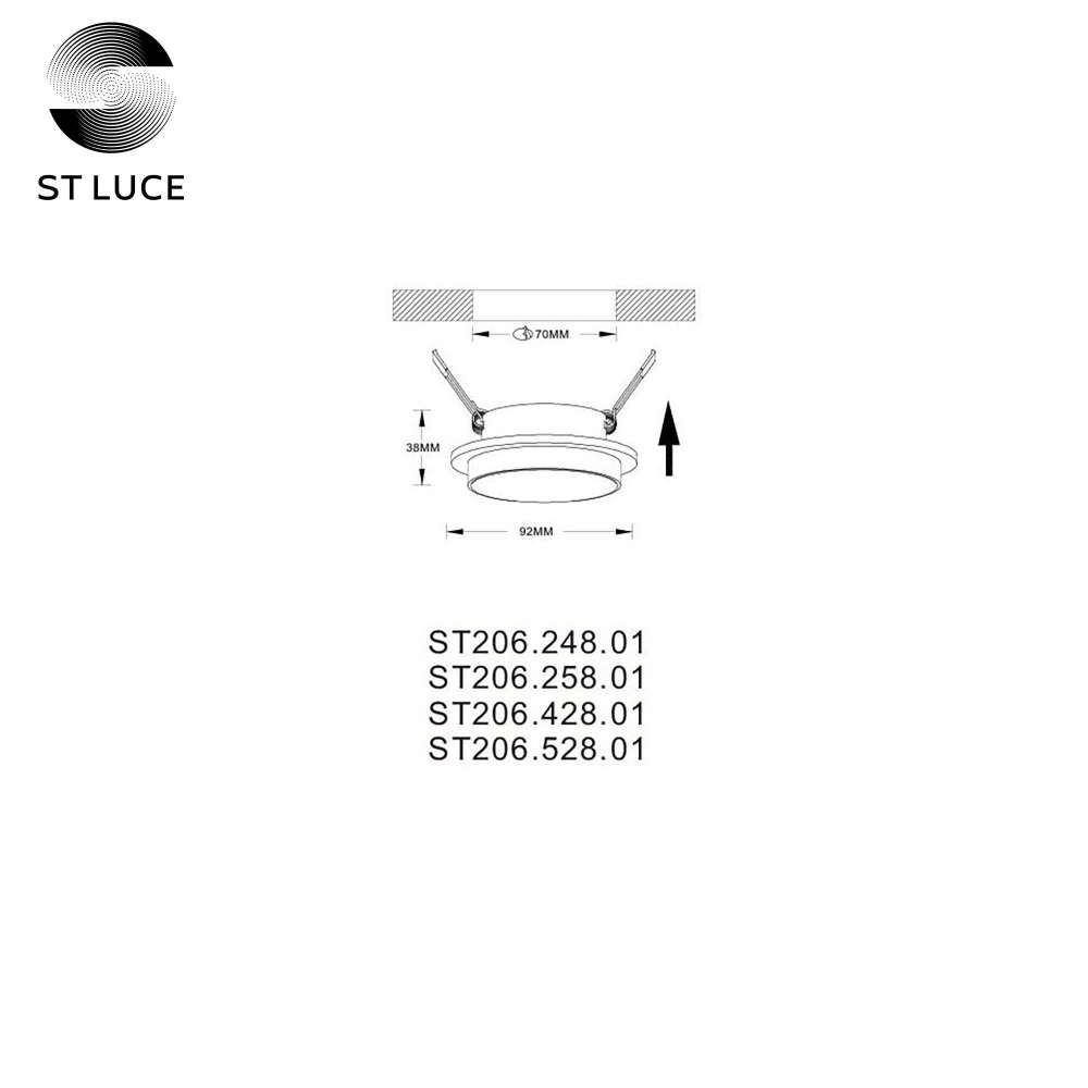 ST206.428.01 Св-к встр. Черный GU10 1*50W  IP20 D92xH38 220V Без ламп