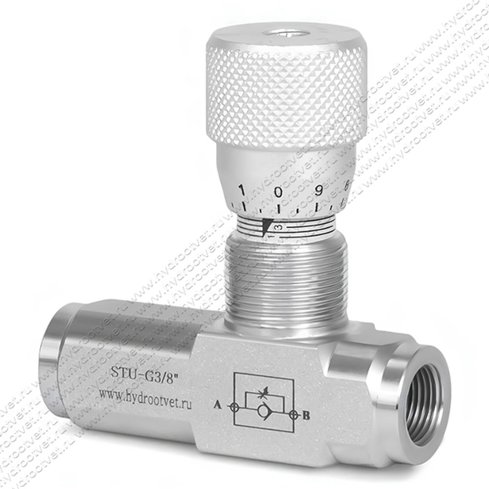 STU-G3/8-1111-1 - Дроссель трубного монтажа c рукояткой, G3/8, с обратным клапаном STU-G3/8-1111-1 - Дроссель трубного монтажа c рукояткой, G3/8, с обратным клапаном