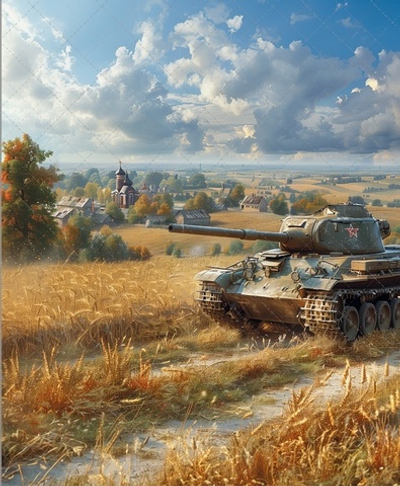 Танк (тематика 9-е Мая) №2 - фон неопреновый