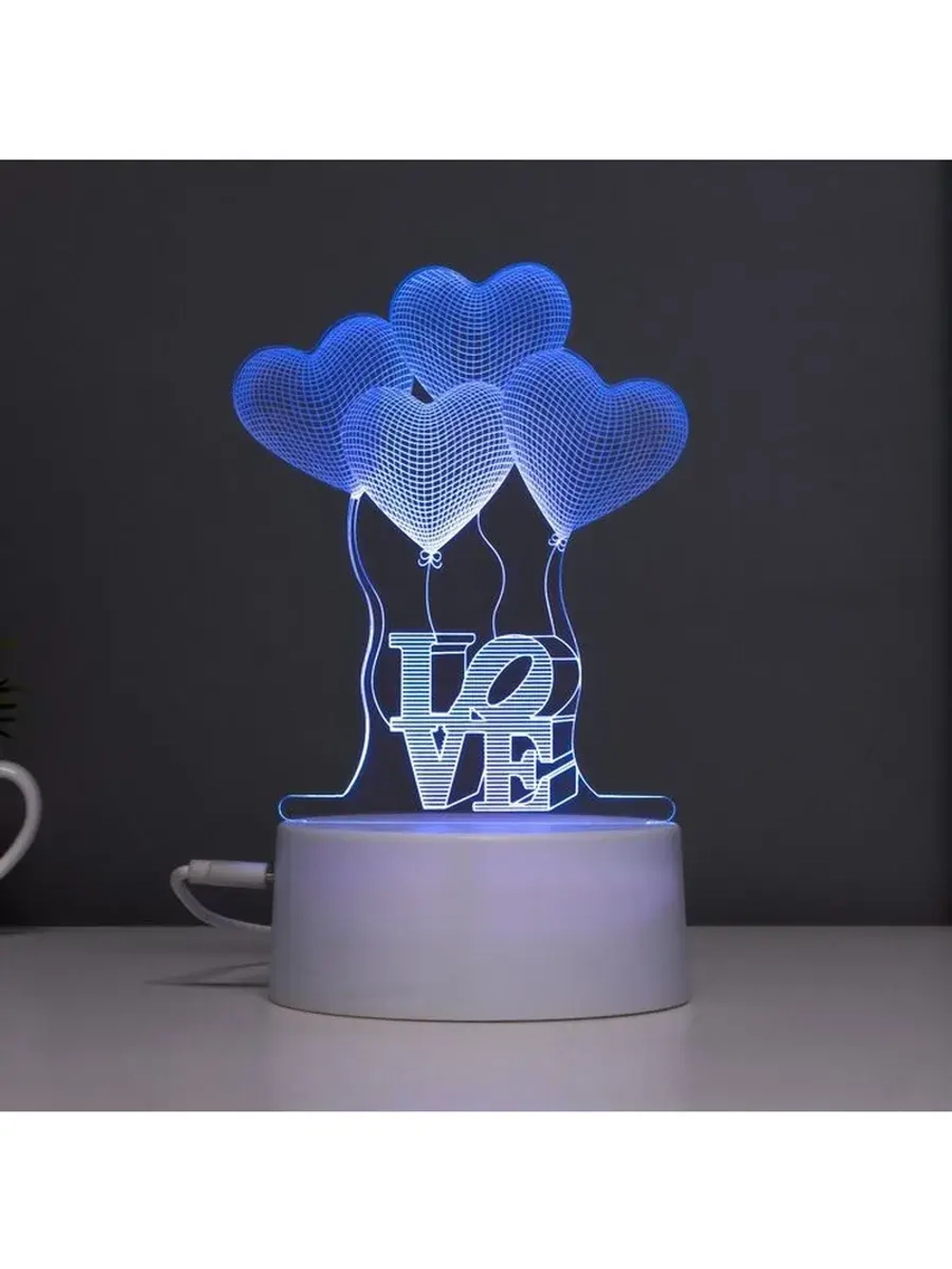 Светильник сенсорный «Четыре сердца» LED 7 цветов USB/от бат