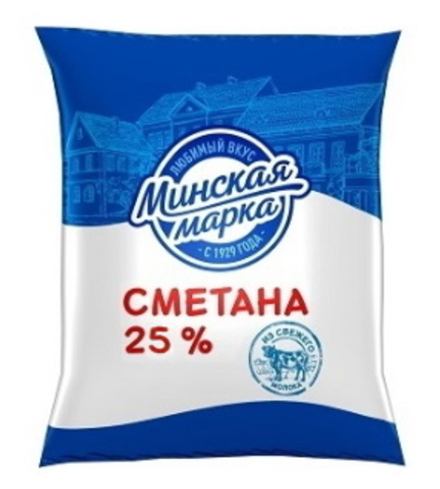 Сметана "Минская марка" 25% 400г. в пленке Минск