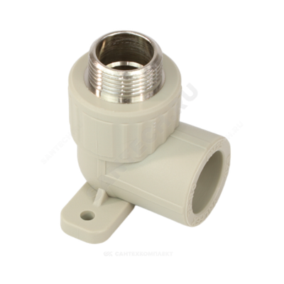 Угольник PP-R комбинированный серый Дн 20х3/4" НР с креплением VALFEX 10121120Г