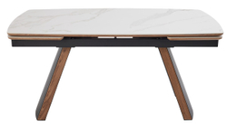 Стол РАНДЕВУ 160 БЕЛЫЙ МРАМОР МАТОВЫЙ 9806035 , керамика / Черный, Орех эко, М-City