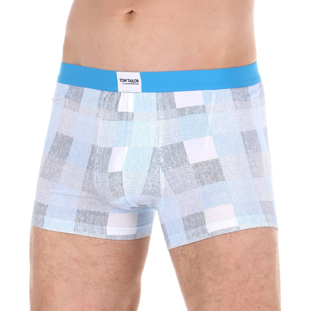 Мужские трусы боксеры голубые в клетку Tom Tailor 70356/6061 615