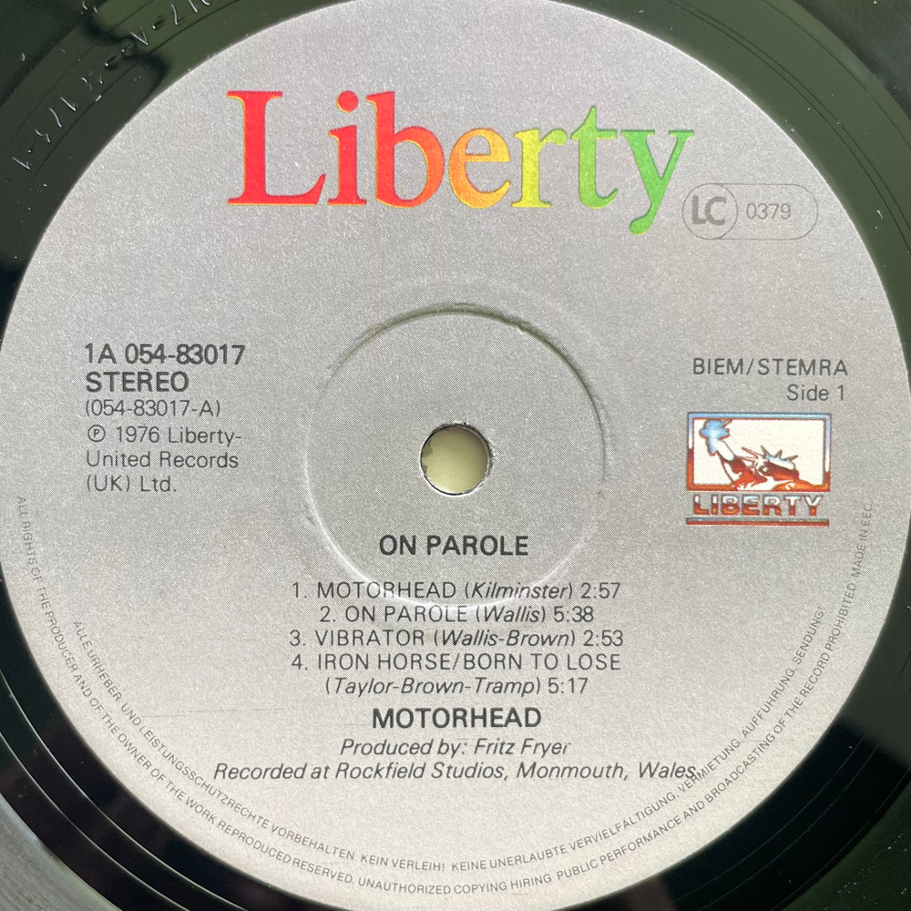 Motorhead ‎– On Parole (Европа 1982г.)