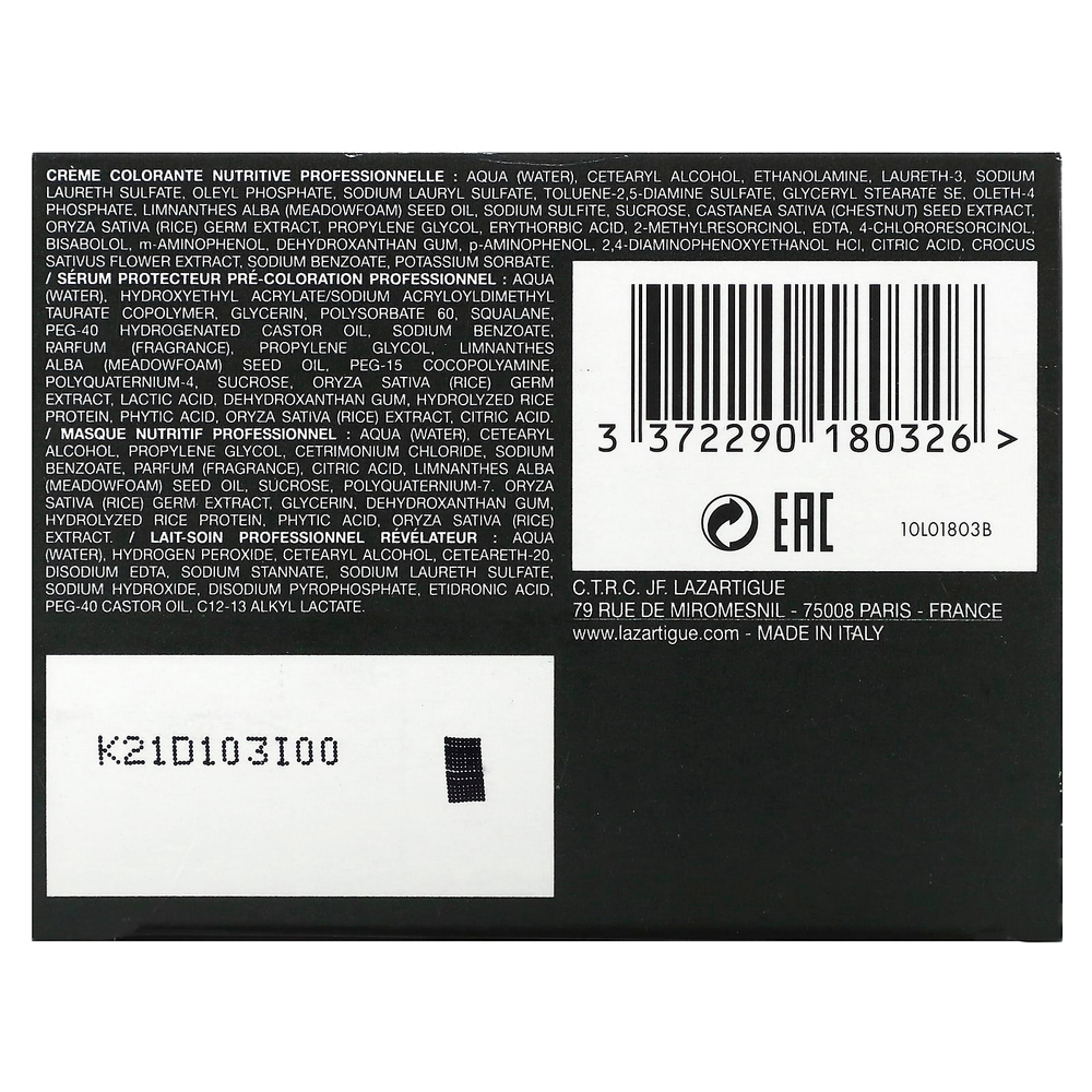 Lazartigue, Стойкая краска для волос с растительными экстрактами, 7.00 для блонда, 1 нанесение