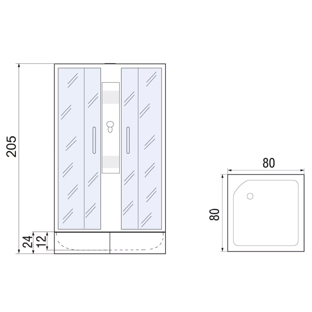 Душевая кабина River Quadro Б/К 80/24 МТ