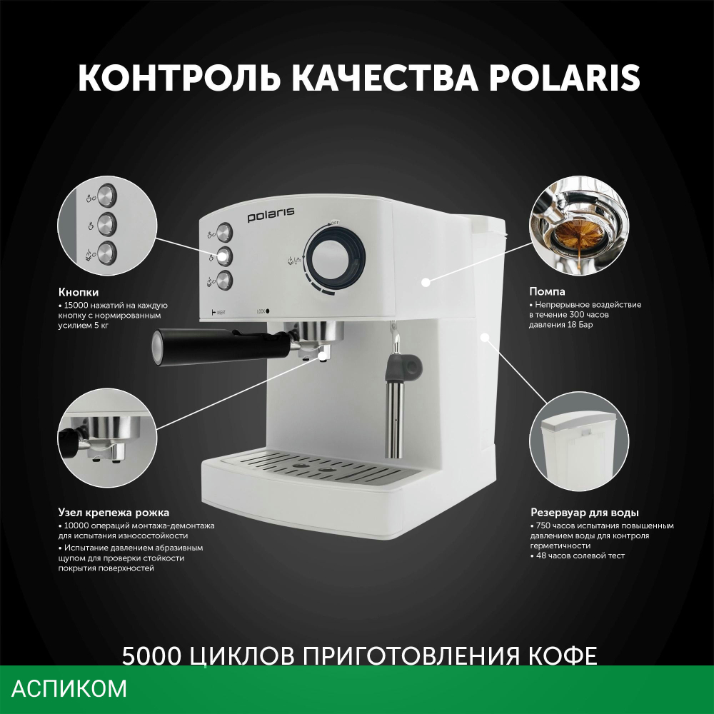 Кофеварка Polaris Adore Crema белый (PCM 1527E)