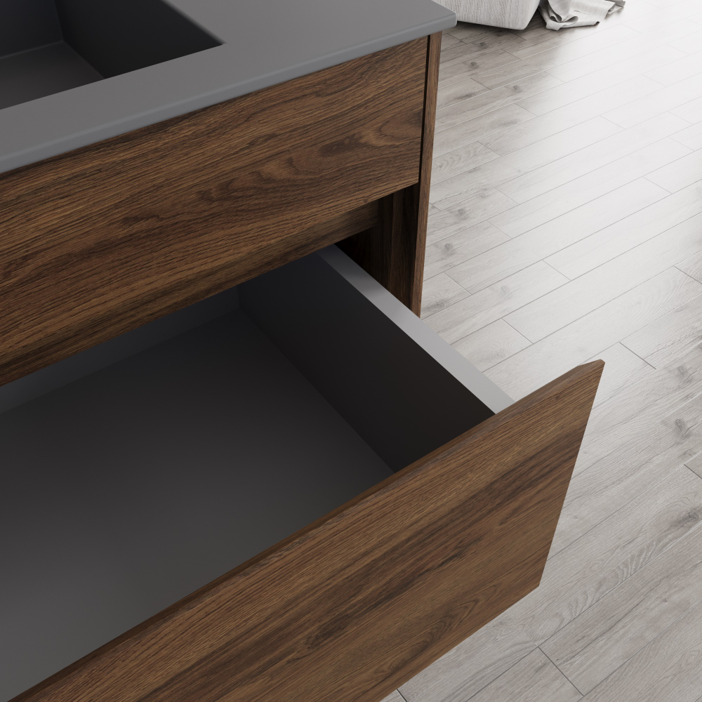 Тумба под раковину Vincea Chiara 800 подвесная, 1 выкатной ящик soft-close, C.Oak