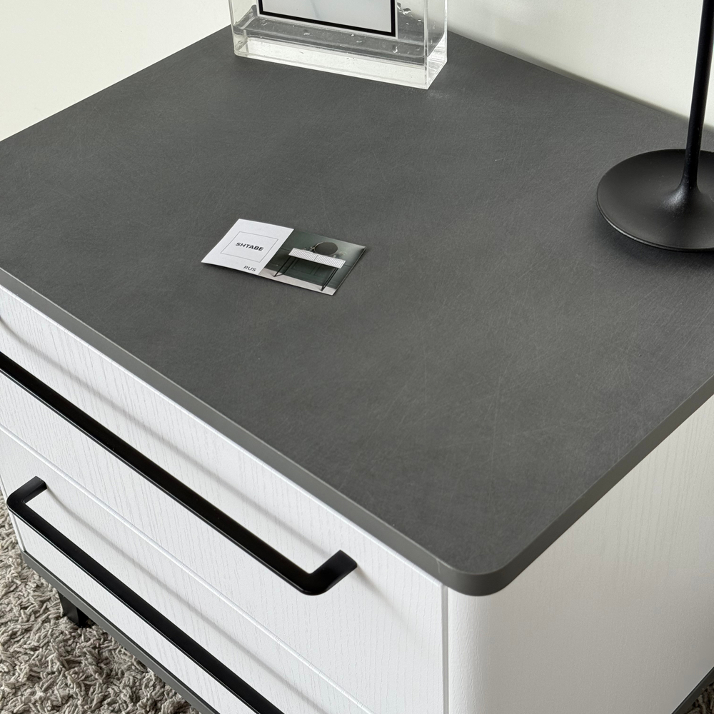 Тумба прикроватная на ножках с ящиками ROYAL 5203 эко (Металл Бруклин-Черный-р.черная)