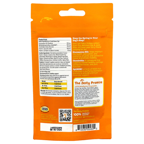 Zesty Paws, Прикусывание бедер и суставов, для собак, для всех возрастов, бекон, 10 жевательных таблеток, 35 г (1,2 унции)