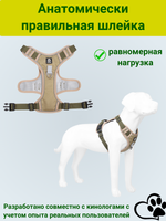 Шлейка для собак средних и крупных пород универсальная прогулочная тренировочная для дрессировки со светоотражателями жилет-трансформер синий размер S