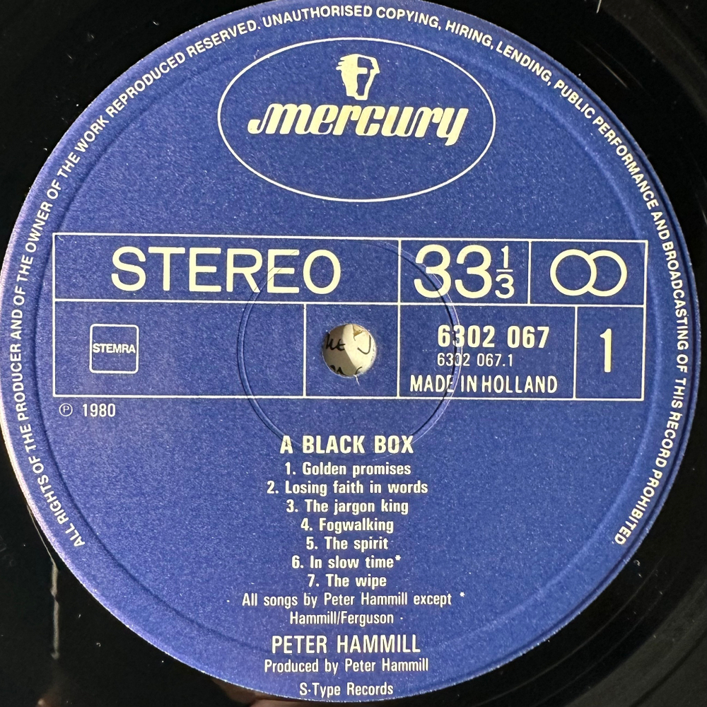 Peter Hammill ‎– A Black Box (Голландия 1980г.)