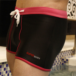 Мужские плавки черные с розовым поясом Superbody Black Swimming Trunk