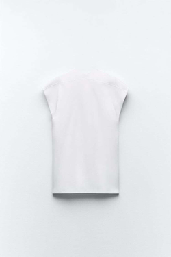 ZARA ФУТБОЛКА ИЗ ПЛОТНОГО ХЛОПКА, БЕЛЫЙ