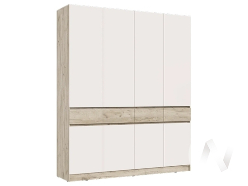 Шкаф 4-х ств МС Роджина (дуб крафт серый/кашемир; дуб крафт серый)