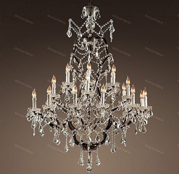 replica  19TH C. ROCOCO IRON & CLEAR CRYSTAL ROUND Restoration Hardware 68060228
