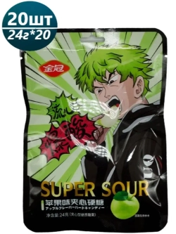 Конфеты супер кислые со вкусом яблока 24 г * 20 шт