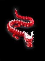 Китайский дракон, гибкая игрушка-антистресс, подарок, украшение интерьера, 45 см., 3D печать, красно-белый