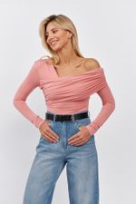 ТОП-БОДИ НА ОДНО ПЛЕЧО, ПУДРОВЫЙ РОЗОВЫЙ