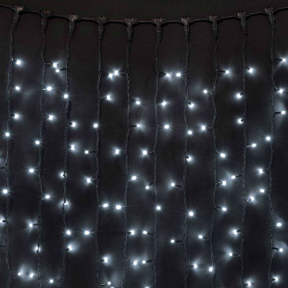 Светодиодный занавес Sealed 1*3 м., 220V., 300 холодных белых LED ламп, черный каучук, Beauty Led (LL301-1-2W)
